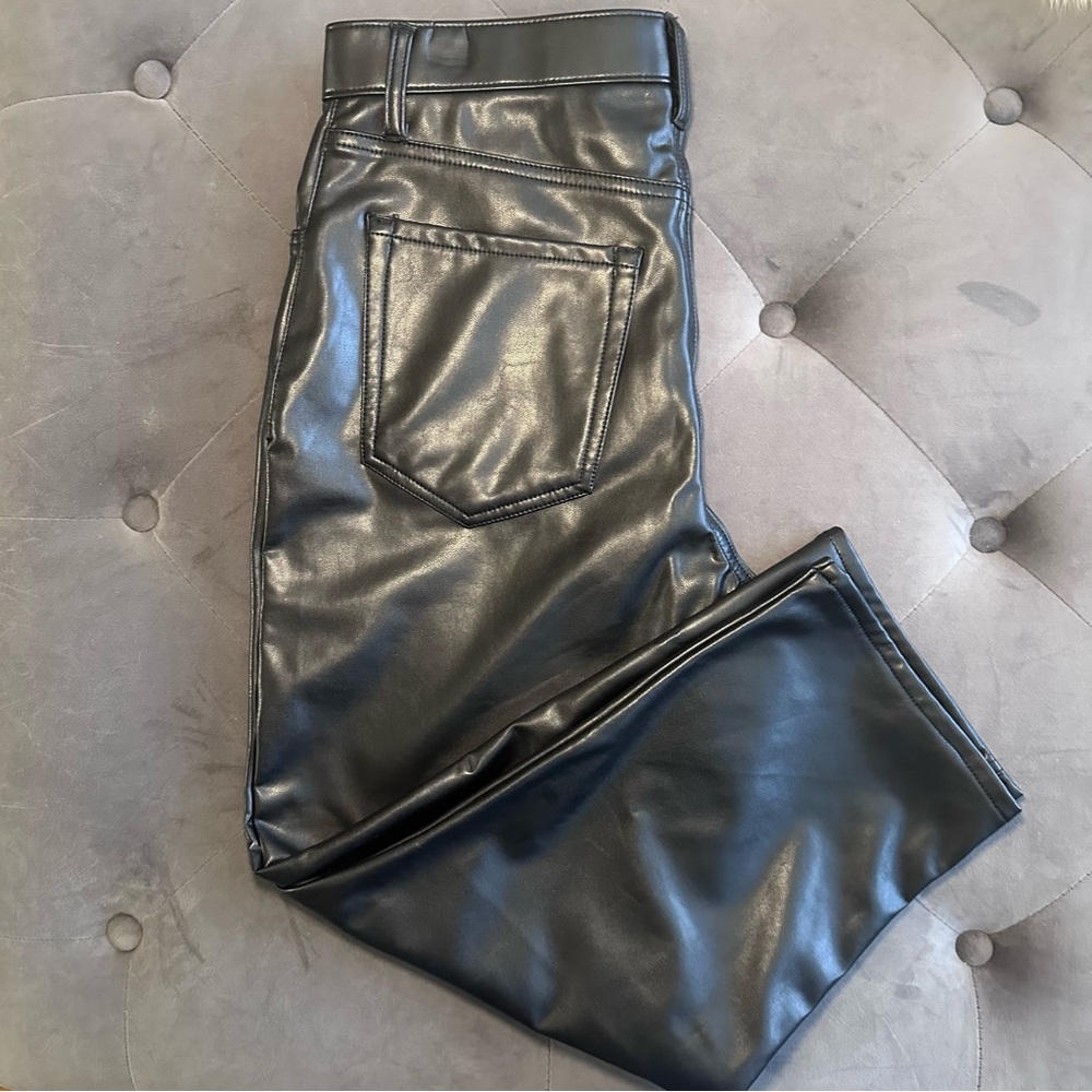 Abercrombie The Ankle Straight Ultra High Rise Faux Leather Curve Love Pants NWT